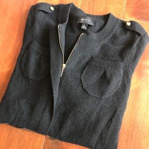 Aqua Cashmere Sweater. Black with gold details